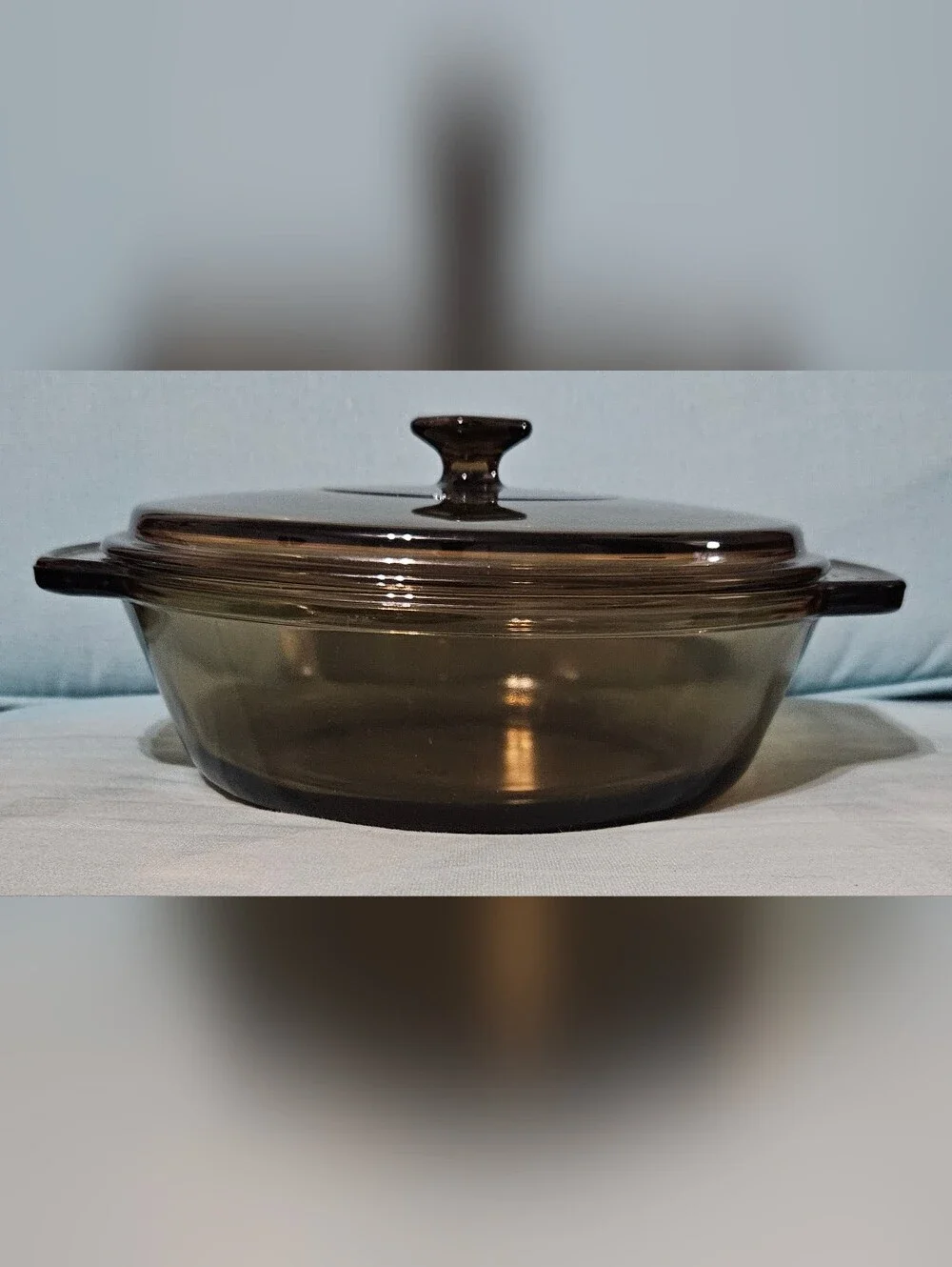 Amber Glass Covered Casserole Dish